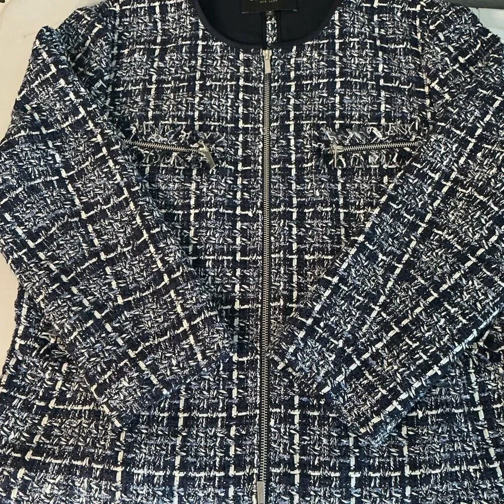 Lafayette148 New York Plaid Tweed Blazer Jacket